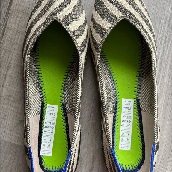 Rothy's The Point 2 size 9.5 Zebra Stripe Flats in Black and Cream - Picture 4 of 6